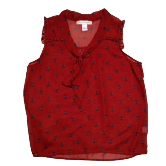 Band of Gypsies Red Sheer Ruffle Blouse - Picture 4 of 12